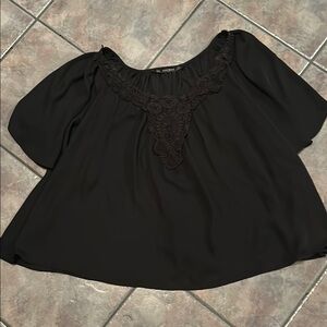 Zara Black Blouse with Lace Detail